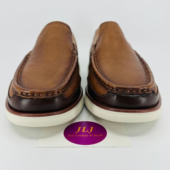 Florsheim Men's Tropics Moc Toe Venetian Slip On Cognac Leather Loafers Size 7 - Picture 2 of 11